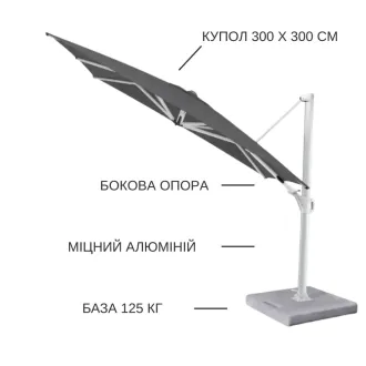 Парасоля з бічною опорою EASY SWING, anthracite з базою EASY STAND + 2 шезлонги EGO, сірі — фото 12