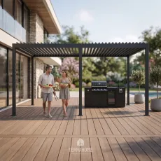 Вулична кухня Brabura Lite 400 + пергола Villa 6х4 м, (механічна + LED)