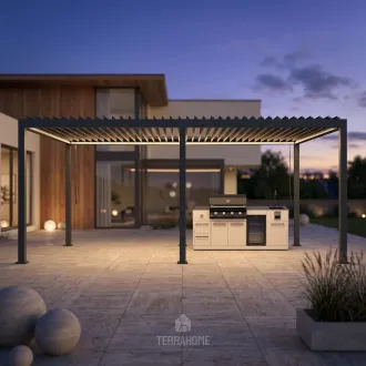 Вулична кухня Brabura Lite 400, beige + пергола Villa 6х4 м, (механічна + LED) — фото 2