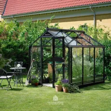 Теплица Compact 5,0 м², антрацит, закаленное стекло 3 мм