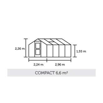 Теплица Compact 6,6 м², алюминий, серо-чёрный, поликарбонат 10 мм — фото 2