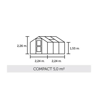 Теплица Compact 5,0 м², алюминий, серо-чёрный, поликарбонат 10 мм — фото 2