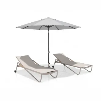 Парасоля EASY PUSH Ø300 см, light grey + 2 шезлонги DIAMOND — фото 20