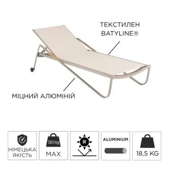Парасоля EASY PUSH Ø300 см, light grey + 2 шезлонги DIAMOND — фото 3