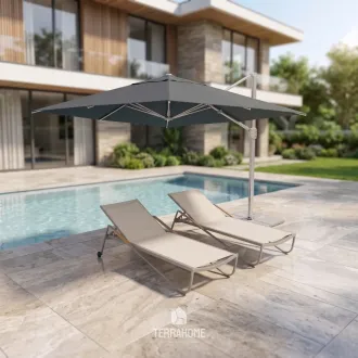 Парасоля з бічною опорою EASY SWING, anthracite + 2 шезлонги DIAMOND — фото 2