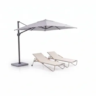 Парасоля з бічною опорою EASY SWING, light grey з базою EASY STAND + 2 шезлонги DIAMOND — фото 22