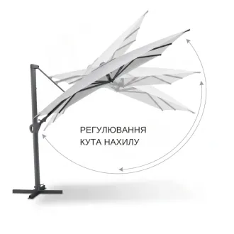 Парасоля з бічною опорою EASY SWING, light grey з базою EASY STAND + 2 шезлонги DIAMOND — фото 14