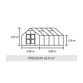 Теплица Premium 10,9 м², алюминий, серо-чёрный, поликарбонат 10 мм — фото 2