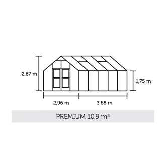 Теплиця Premium 10,9 м², алюміній, сіро-чорний, полікарбонат 10 мм — фото 2