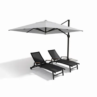 Парасоля з бічною опорою EASY SWING, light grey + 2 шезлонги Fly graphite — фото 21