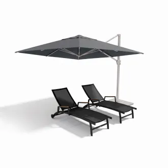 Парасоля з бічною опорою EASY SWING, anthracite + 2 шезлонги Fly graphite — фото 21