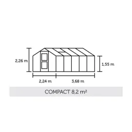 Теплица Compact 8,2 м², антрацит, закаленное стекло 3 мм — фото 2
