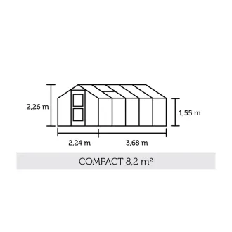 Теплиця Compact 8,2 м², антрацит, загартоване скло 3 мм — фото 2