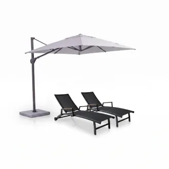 Парасоля з бічною опорою EASY SWING, light grey з базою EASY STAND + 2 шезлонги Fly graphite — фото 21