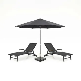 Парасоля EASY PUSH Ø300 см, anthracite matt + 2 шезлонги Fly graphite — фото 19