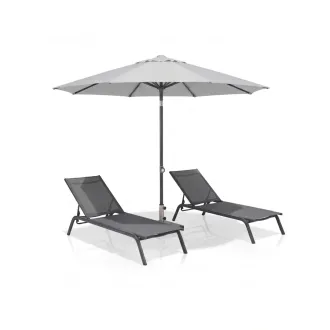 Парасоля EASY PUSH Ø300 см, light grey + 2 шезлонги GRATTONI — фото 16