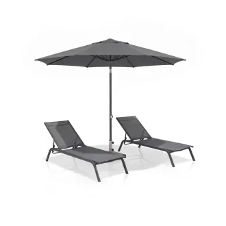Парасоля EASY PUSH Ø300 см, anthracite matt + 2 шезлонги GRATTONI — фото 16