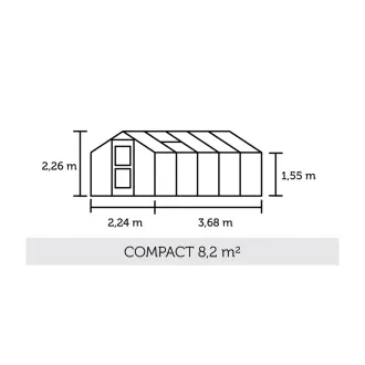Теплиця Compact 8,2 м², алюміній, сіро-чорний, полікарбонат 10 мм — фото 2