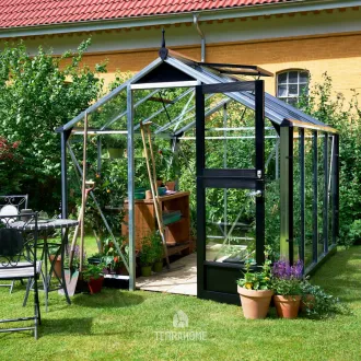 Теплица Compact 6,6 м², алюминий, серо-чёрный, закаленное стекло 3 мм