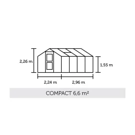 Теплица Compact 6,6 м², алюминий, серо-чёрный, закаленное стекло 3 мм — фото 2