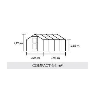 Теплица Compact 6,6 м², алюминий, серо-чёрный, закаленное стекло 3 мм — фото 2