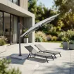 Парасоля з бічною опорою EASY SWING, light grey з базою EASY STAND + 2 шезлонги GRATTONI — фото 2