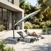 Парасоля з бічною опорою EASY SWING, light grey з базою EASY STAND + 2 шезлонги GRATTONI