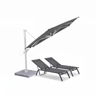 Парасоля з бічною опорою EASY SWING, anthracite з базою EASY STAND + 2 шезлонги GRATTONI — фото 18