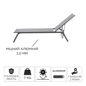 Парасоля з бічною опорою EASY SWING, anthracite з базою EASY STAND + 2 шезлонги GRATTONI — фото 3
