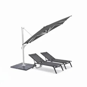 Парасоля з бічною опорою EASY SWING, anthracite + 2 шезлонги GRATTONI — фото 18