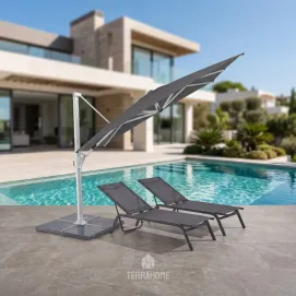 Парасоля з бічною опорою EASY SWING, anthracite + 2 шезлонги GRATTONI — фото 2