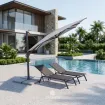 Парасоля з бічною опорою EASY SWING, light grey + 2 шезлонги GRATTONI — фото 2