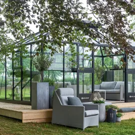 Теплица Grand Oase 18,8 м², антрацит, закаленное стекло 3 мм — фото 2