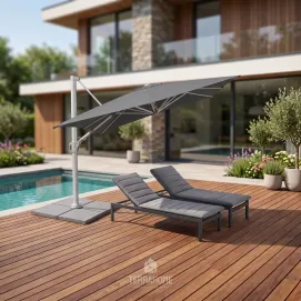 Парасоля з бічною опорою EASY SWING, anthracite + 2 шезлонги Marino — фото 2