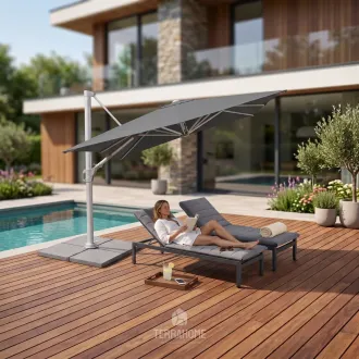 Парасоля з бічною опорою EASY SWING, anthracite + 2 шезлонги Marino