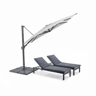 Парасоля з бічною опорою EASY SWING, light grey + 2 шезлонги Marino — фото 21