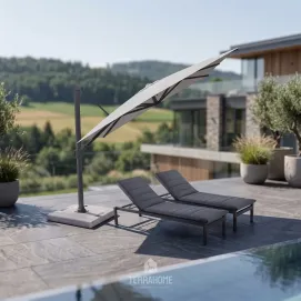 Парасоля з бічною опорою EASY SWING , light grey з базою EASY STAND + 2 шезлонги Marino — фото 2