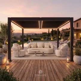 Лаунж-комплект Vivaro + столики Nova, Camel sand + пергола Villa 3,6х4 м — фото 2