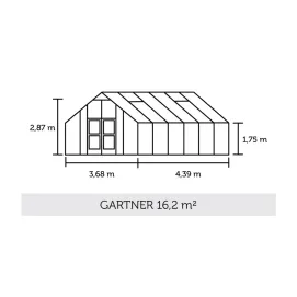 Теплица Gartner 16,2 м², алюминий, серо-чёрный, закаленное стекло 3 мм — фото 2