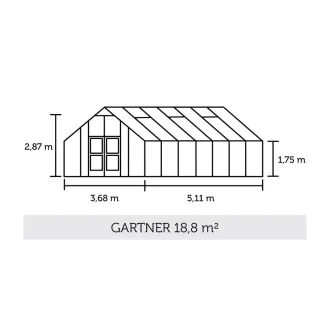 Теплиця Gartner 18,8 м², алюміній, сіро-чорний, полікарбонат 10 мм — фото 2