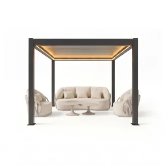 Лаунж-комплект Vivaro + столики Nova, Camel sand + пергола Villa 3х3 м — фото 18
