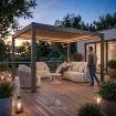 Лаунж-комплект Vivaro + столики Nova, Camel sand + пергола Villa 3х4 м