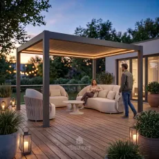 Лаунж-комплект Vivaro + столики Nova, Camel sand + пергола Villa 3х4 м