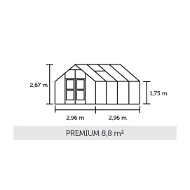 Теплица Premium 8,8 м², антрацит, закаленное стекло 3 мм — фото 2