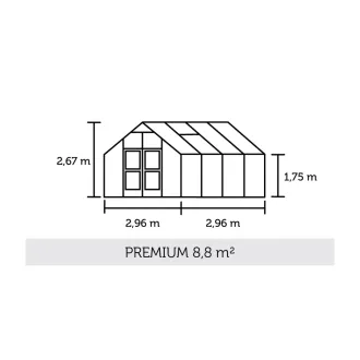 Теплиця Premium 8,8 м², антрацит, загартоване скло 3 мм — фото 2