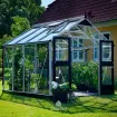 Теплиця Premium 8,8 м², алюміній, сіро-чорний, загартоване скло 3 мм