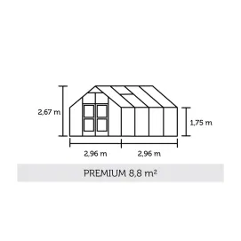 Теплица Premium 8,8 м², алюминий, серо-чёрный, закаленное стекло 3 мм — фото 2