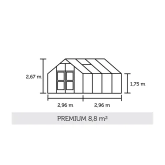 Теплиця Premium 8,8 м², алюміній, сіро-чорний, загартоване скло 3 мм — фото 2