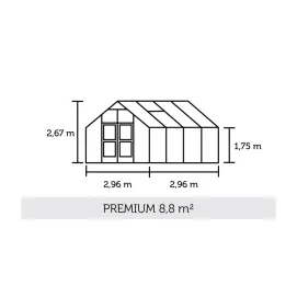 Теплица Premium 8,8 м², алюминий, серо-чёрный, поликарбонат 10 мм — фото 2