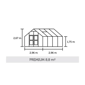 Теплица Premium 8,8 м², алюминий, серо-чёрный, поликарбонат 10 мм — фото 2